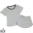 Комплект для сна и дома (футболка+шорты) для девочки молочный с рисунком сердечки
