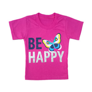 Футболка дитяча рожева "Be happy"