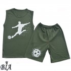 Комплект подростковый для мальчика (безрукавка + шорты) оливковый "Футбол"
