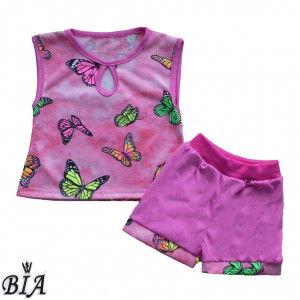 Комплект для девочки (футболка + шорты) розовый "Бабочка"