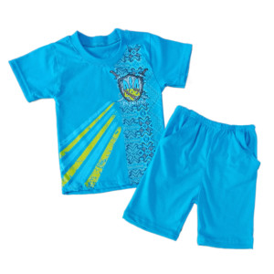 Комплект для хлопчика (футболка + шорти з карманами) блакитний "Україна"