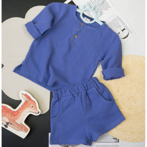 Комплект для хлопчика (сорочка + шорти) синій