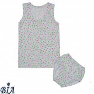 Комплект нижнего белья для девочки (трусы+майка) с салатовыми и розовыми сердечками
